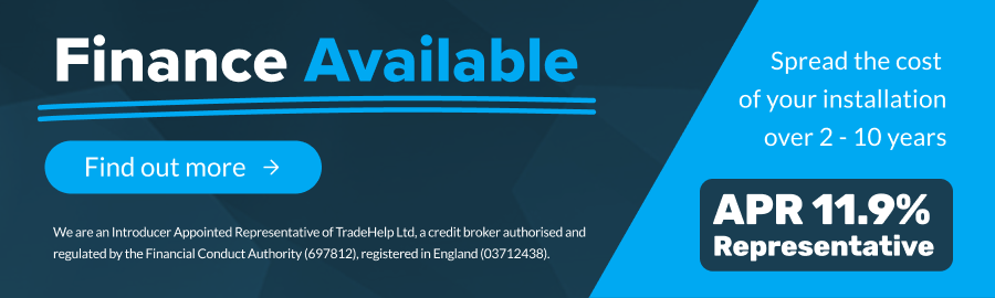 Finance available from TradeHelp — representative 11.9% APR, spread the cost of your installation over 2 to 10 years