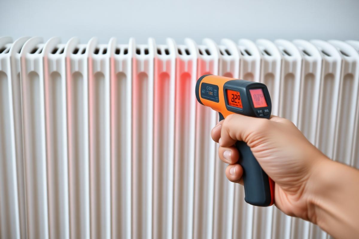 Radiator being bled with a radiator key showing water at the bleed valve